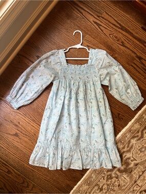 Baybala Girls' Eden Dress in Cloud Garland | Light Blue Floral Smocked Dress